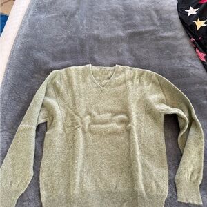 Men's Cashmere V-Neck Green Sweater